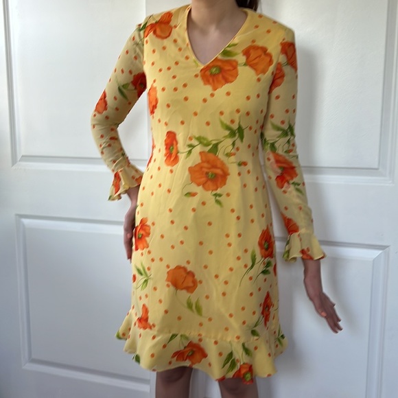 Vtg 60s 70s yellow POPPY orange dress by Ruth Chagnon size S M - Picture 2 of 9